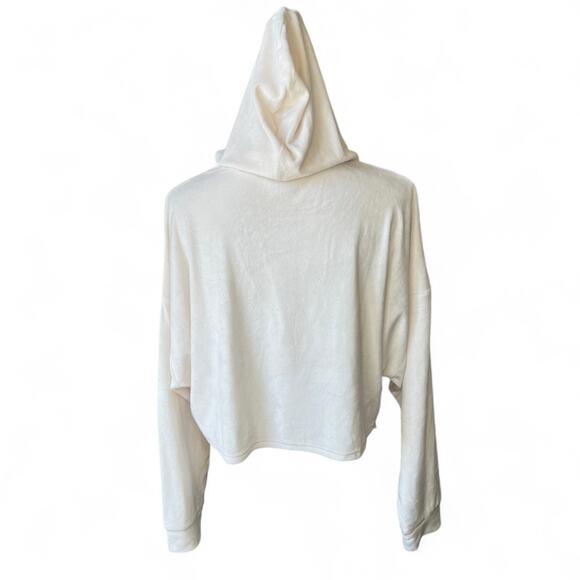 Juicy couture ivory cropped hoodie Y2K lightweight Athliesure velour size large - Picture 5 of 8
